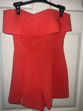 Do+Be Strapless Coral Red Fold-Over Women’s Romper